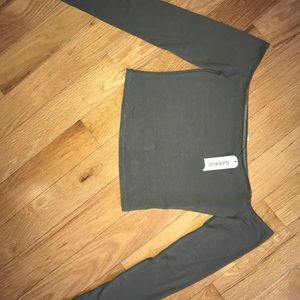Olive off the shoulder long sleeve top